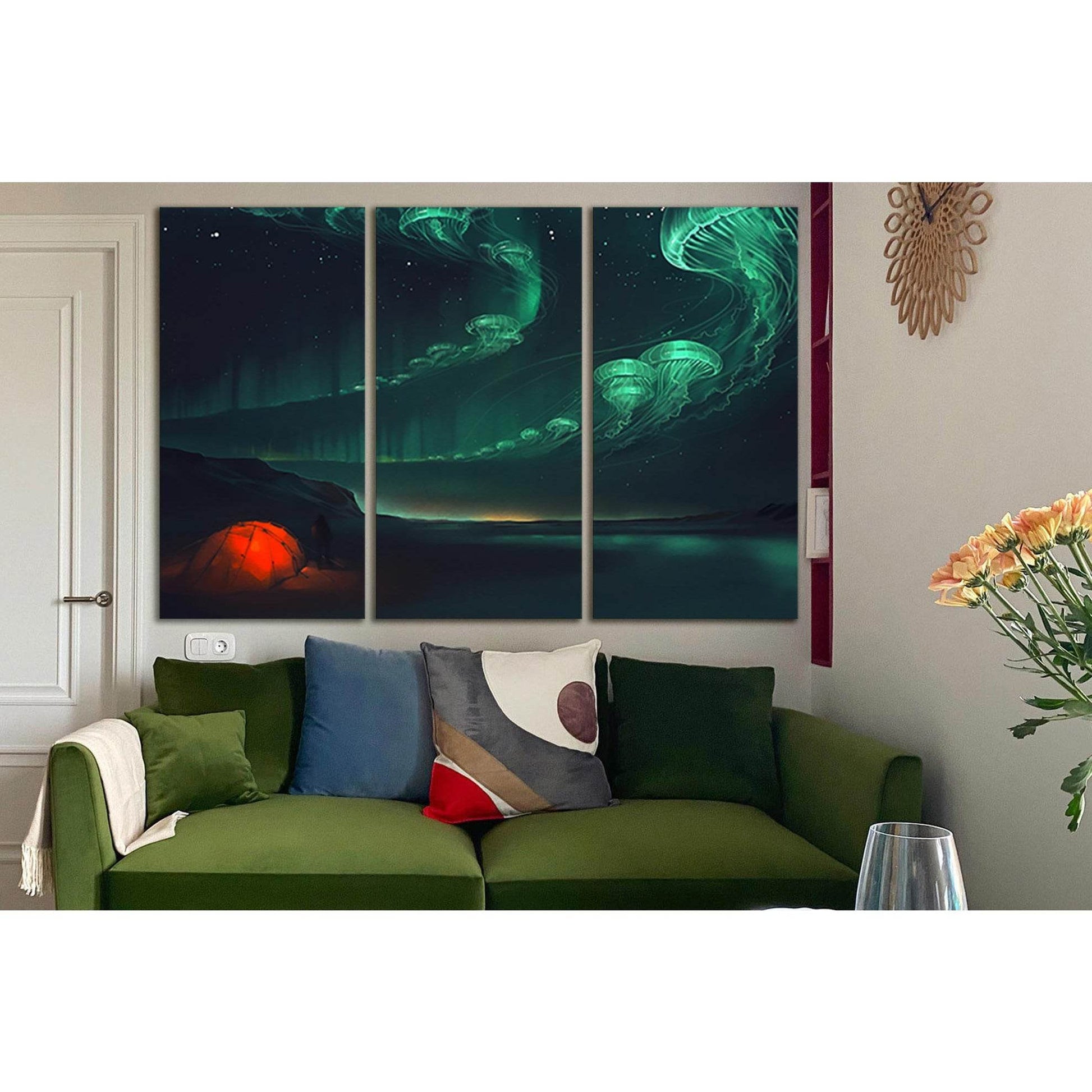 Shining Jellyfish In The Sky №SL1277 Ready to Hang Canvas Print - Zellart Canvas Prints 0new, ALL_Products, Fantasy And Sci Fi Wall Art