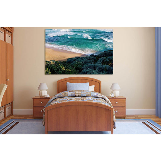 Shrub Shore And Ocean №SL162 Ready to Hang Canvas Print - Zellart Canvas Prints 0new, ALL_Products, Beach Ocean & Waves