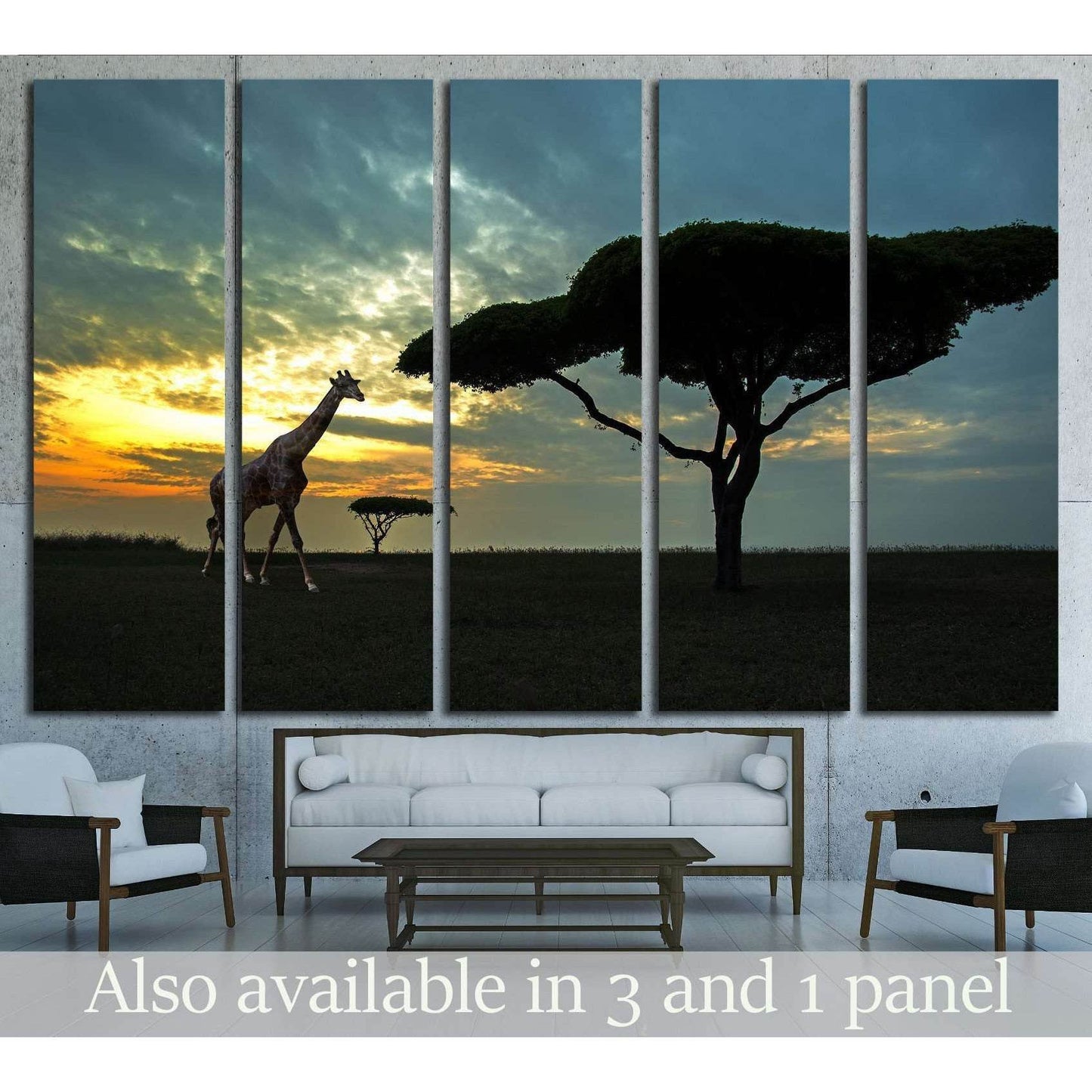 Silhouette of African safari scene with animals №1827 Ready to Hang Canvas PrintCanvas art arrives ready to hang, with hanging accessories included and no additional framing required. Every canvas print is hand-crafted, made on-demand at our workshop and