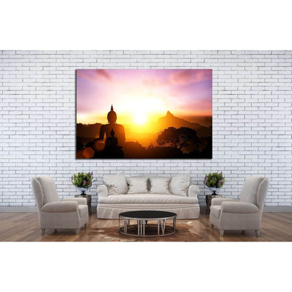 Silhouette of Buddha on sunset №702 Ready to Hang Canvas Print - Zellart Canvas Prints ALL_Products, s-702