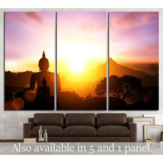 Silhouette of Buddha on sunset №702 Ready to Hang Canvas Print - Zellart Canvas Prints ALL_Products, s-702