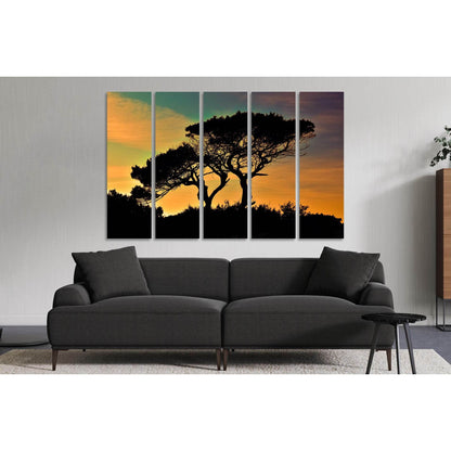 Silhouette of plants at sunset №D1817 Ready to Hang Canvas Print - Zellart Canvas Prints 0new, ALL_Products, Sunrise & sunset wall art