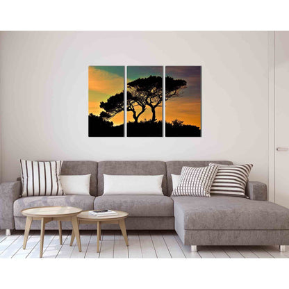 Silhouette of plants at sunset №D1817 Ready to Hang Canvas Print - Zellart Canvas Prints 0new, ALL_Products, Sunrise & sunset wall art