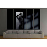 Silhouette of the sexy woman behind the glass door. Interior with deep shadows №2771 Ready to Hang Canvas Print