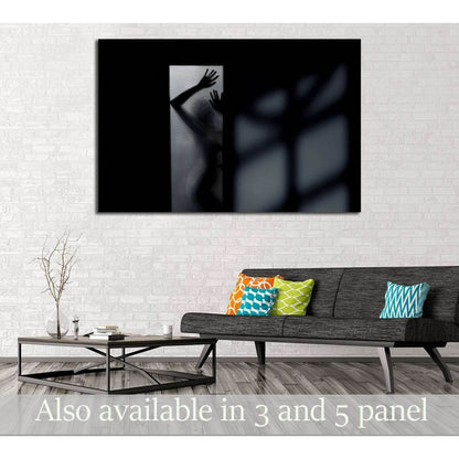 Silhouette of the sexy woman behind the glass door. Interior with deep shadows №2771 Ready to Hang Canvas Print - Zellart Canvas Prints 000Negative, ALL_Products, autopostr_pinterest_64952, s-2771