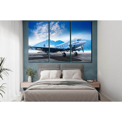 Silver Airplane At The Airfield №SL1433 Ready to Hang Canvas Print - Zellart Canvas Prints 0new, ALL_Products, Engine