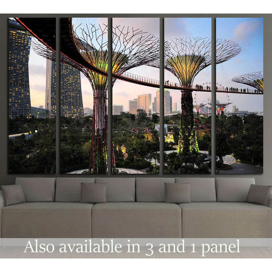 SINGAPORE, Gardens by the Bay at dusk №2251 Ready to Hang Canvas Print - Zellart Canvas Prints ALL_Products, s-2251