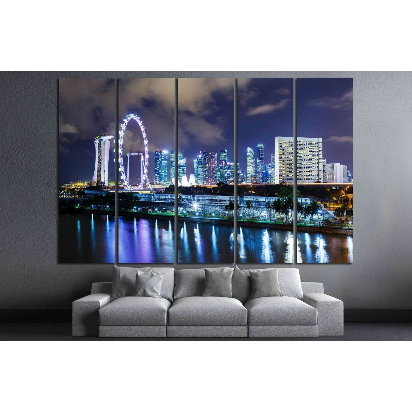 Singapore night №1515 Ready to Hang Canvas Print - Zellart Canvas Prints ALL_Products, s-1515