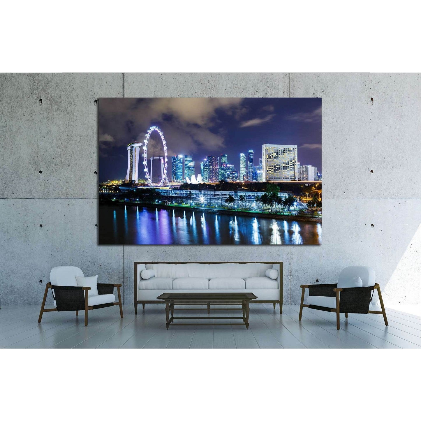 Singapore night №1515 Ready to Hang Canvas Print - Zellart Canvas Prints ALL_Products, s-1515