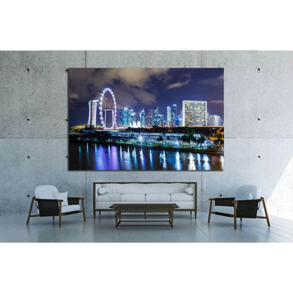 Singapore night №1515 Ready to Hang Canvas Print - Zellart Canvas Prints ALL_Products, s-1515
