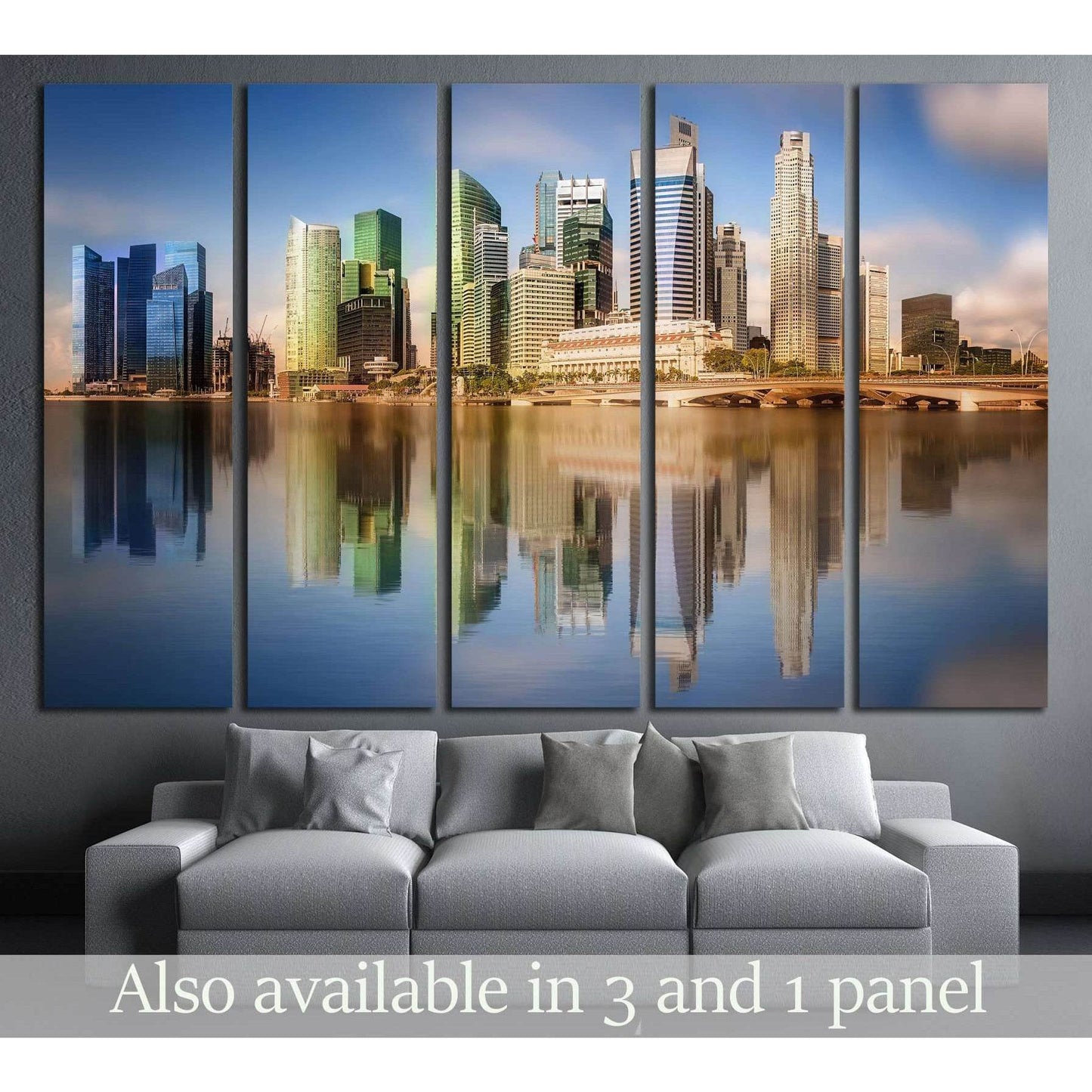 Singapore Skyline and view of skyscrapers on Marina Bay №2719 Ready to Hang Canvas Print - Zellart Canvas Prints ALL_Products, s-2719