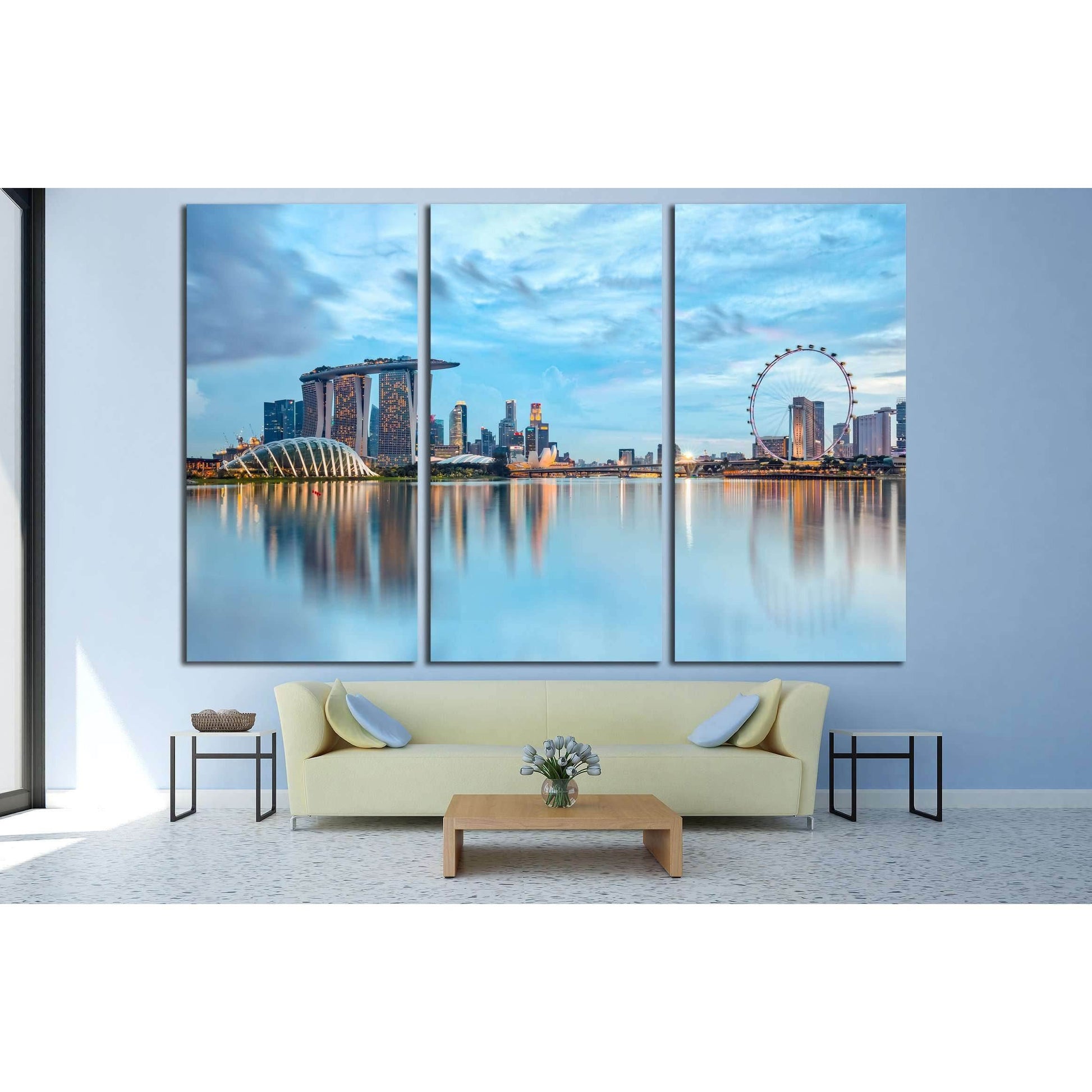 Singapore skyline at night in Singapore city №3009 Ready to Hang Canvas Print - Zellart Canvas Prints ALL_Products, s-3009