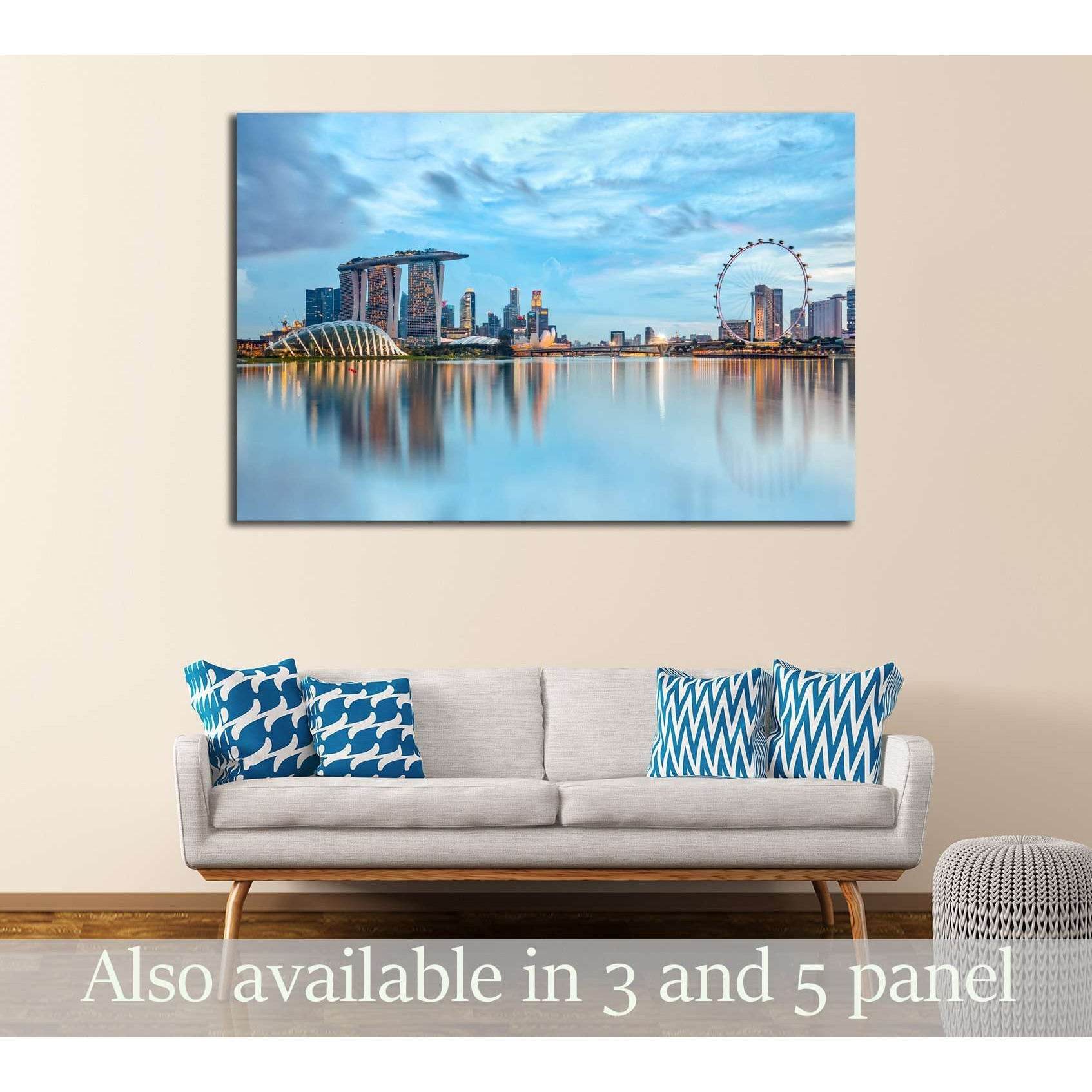Singapore skyline at night in Singapore city №3009 Ready to Hang Canvas Print - Zellart Canvas Prints ALL_Products, s-3009
