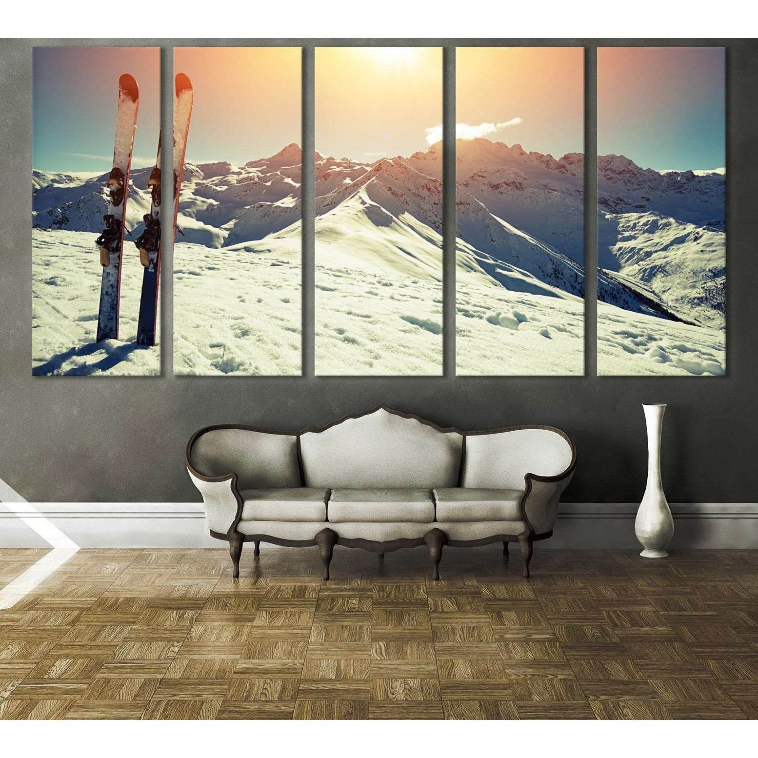 Ski and Mountain №666 Ready to Hang Canvas Print