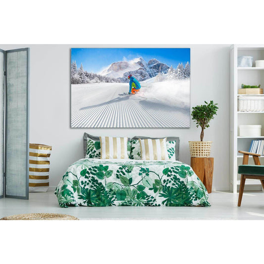 Skiing In The Mountains №SL920 Ready to Hang Canvas Print - Zellart Canvas Prints 0new, ALL_Products, Sports & Motivation