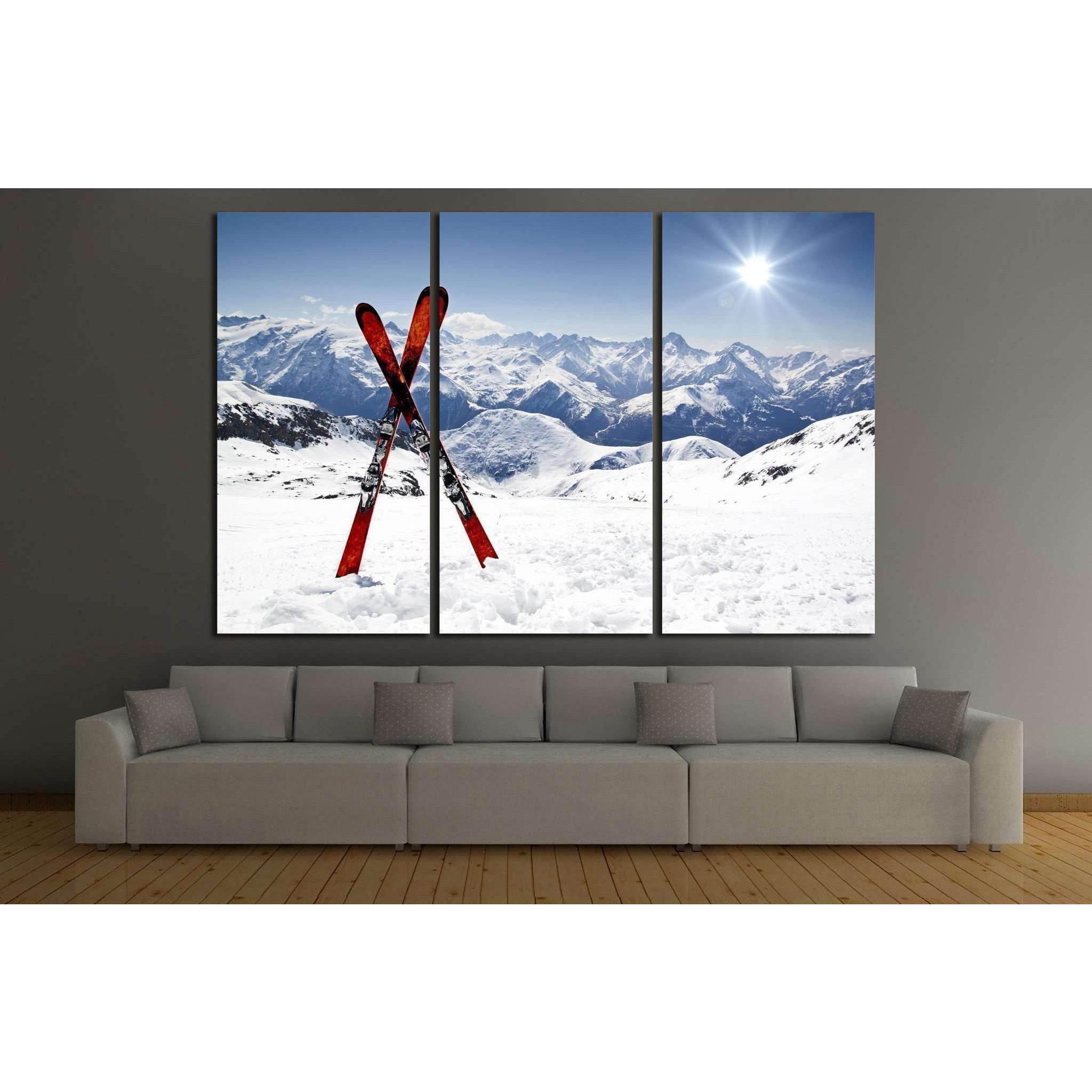 Skis in Snow №183 Ready to Hang Canvas Print