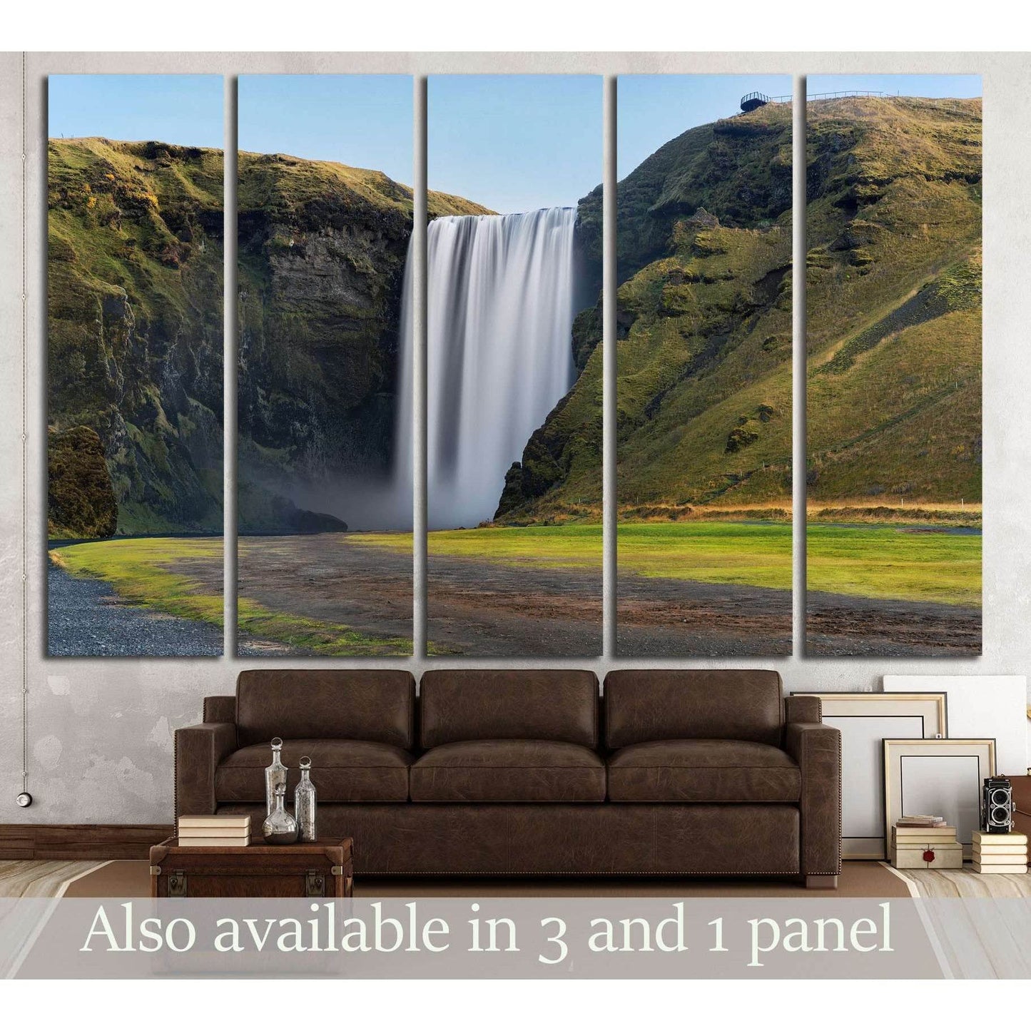 Skogafoss waterfall. Iceland. Long exposure №3081 Ready to Hang Canvas Print - Zellart Canvas Prints ALL_Products, s-3081, Waterfall