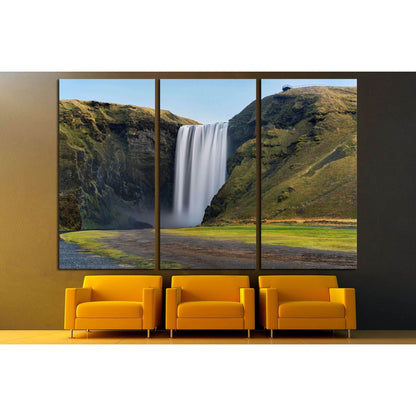 Skogafoss waterfall. Iceland. Long exposure №3081 Ready to Hang Canvas Print - Zellart Canvas Prints ALL_Products, s-3081, Waterfall