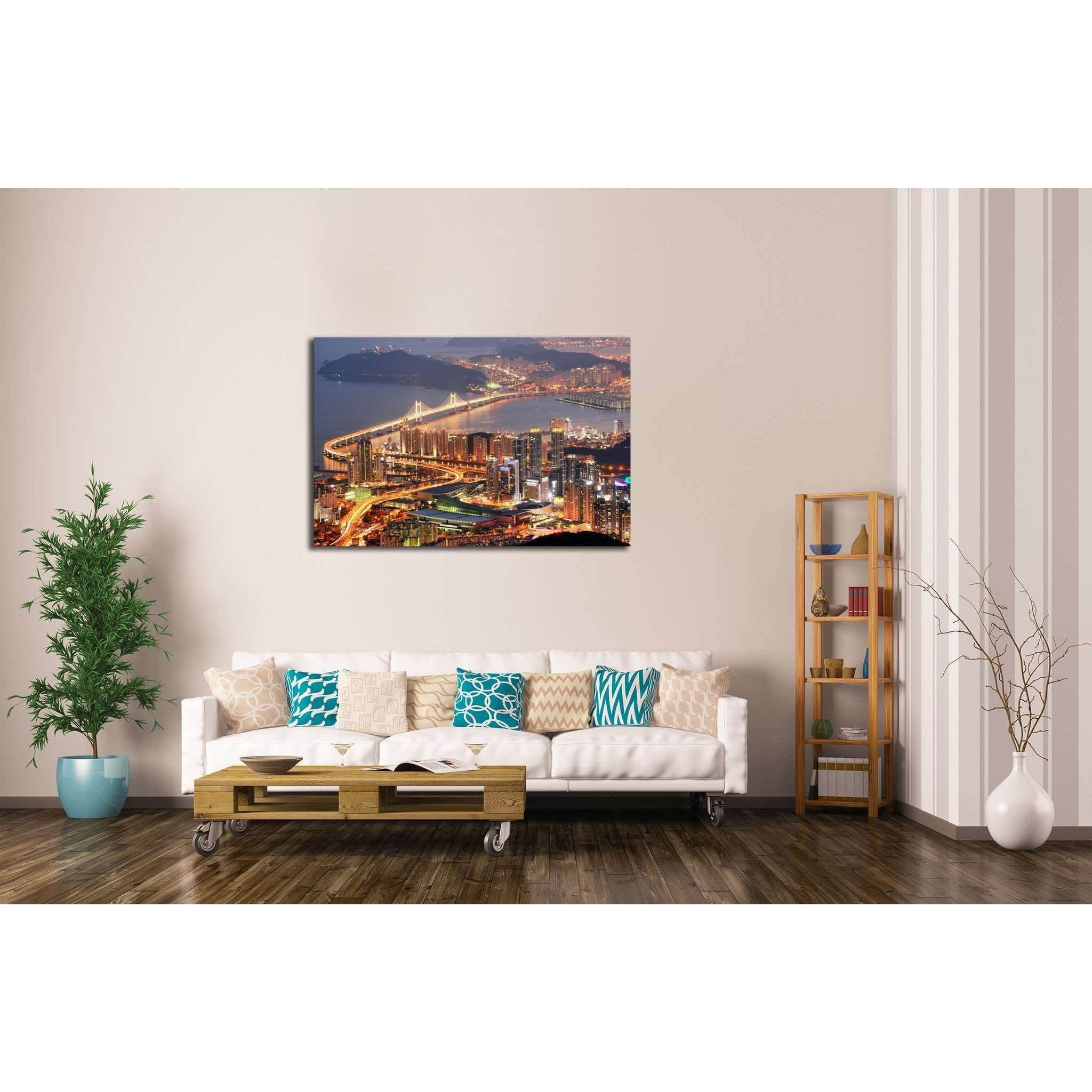 Skyline of Busan №584 Ready to Hang Canvas Print