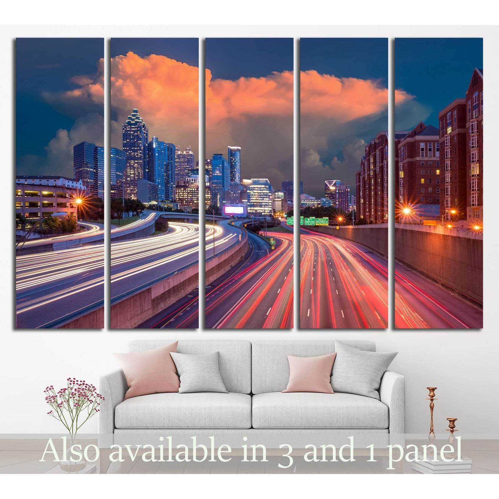 Skyline of Downtown Atlanta, Georgia USA №1530 Ready to Hang Canvas Print - Zellart Canvas Prints ALL_Products, s-1530