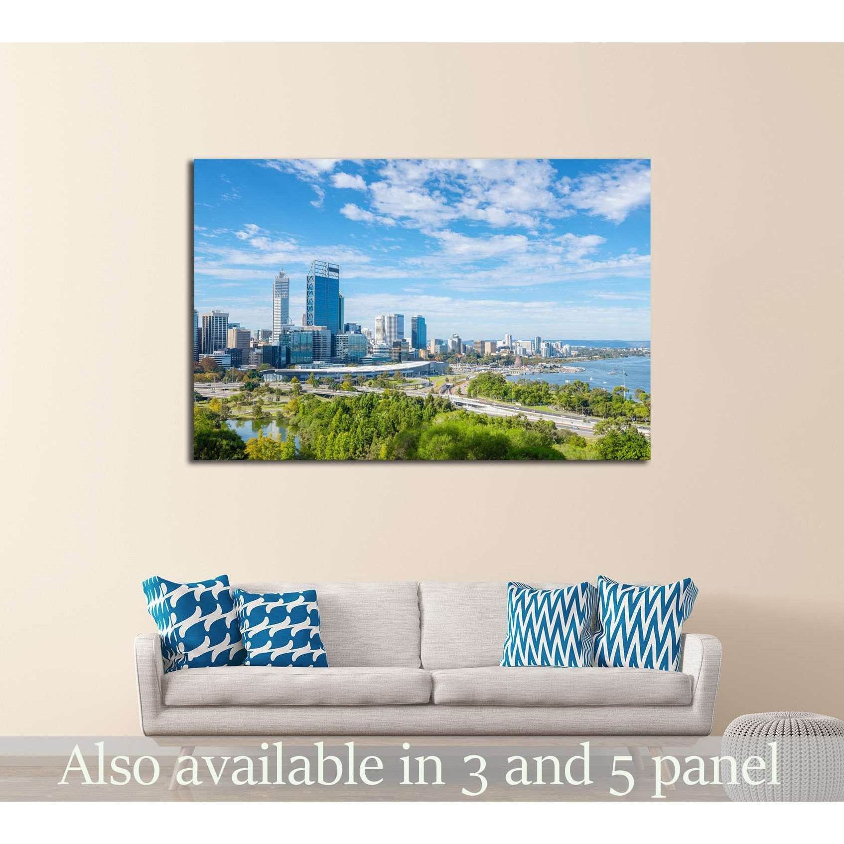 skyline of Perth with city central business district at the noon №2312 Ready to Hang Canvas Print