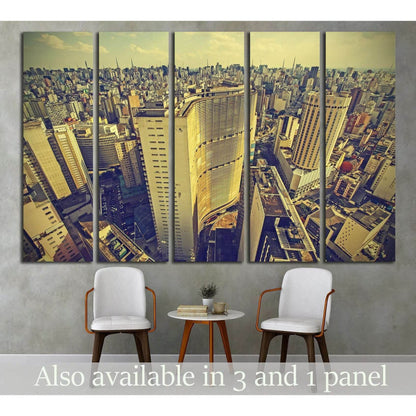 Skyline of Sao Paulo downtown, Brazil №1519 Ready to Hang Canvas Print - Zellart Canvas Prints ALL_Products, s-1519