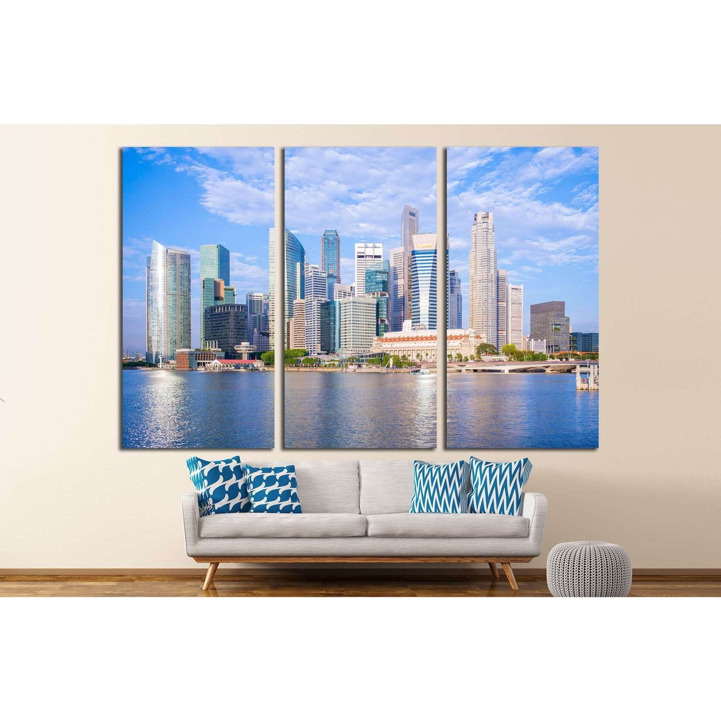 skyline of singapore by the marina bay №1768 Ready to Hang Canvas Print - Zellart Canvas Prints ALL_Products, s-1768
