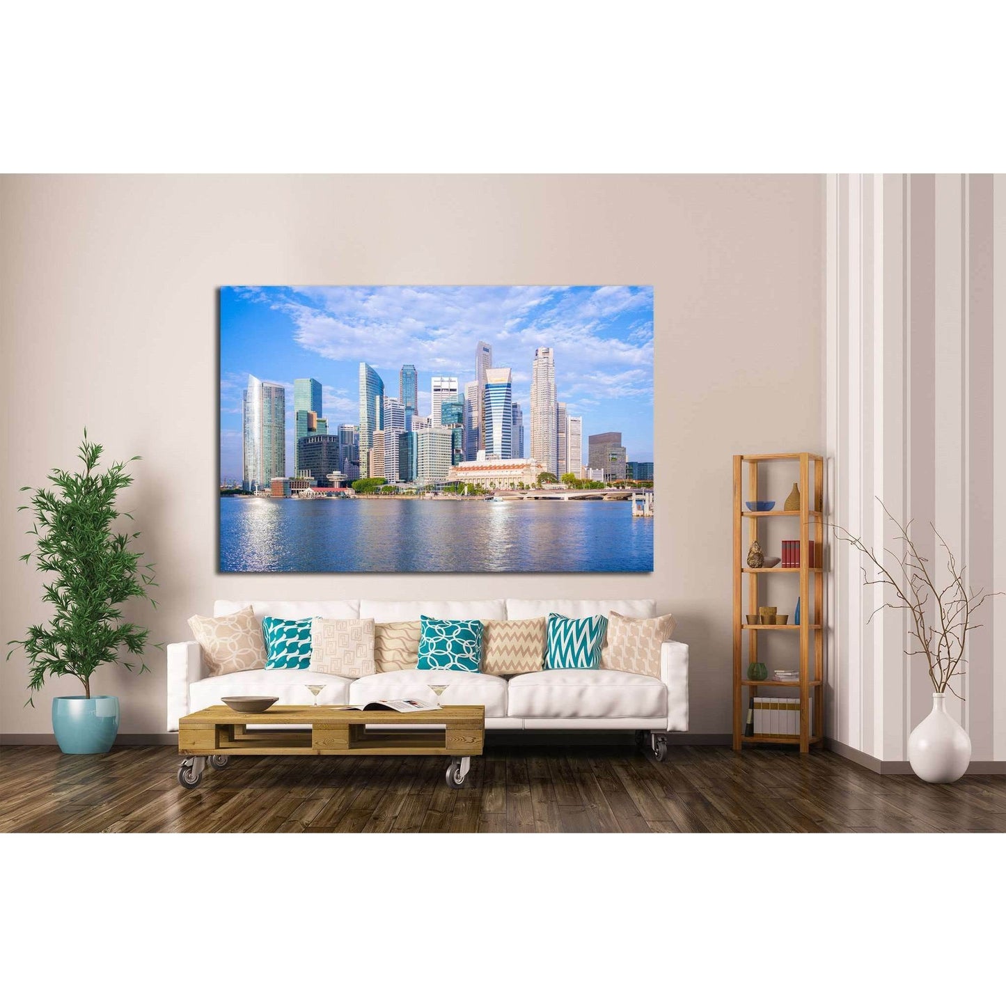 skyline of singapore by the marina bay №1768 Ready to Hang Canvas Print - Zellart Canvas Prints ALL_Products, s-1768