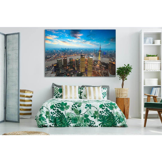 Skyline Shanghai China №SL304 Ready to Hang Canvas Print - Zellart Canvas Prints 0new, ALL_Products, Cityscapes & Skylines