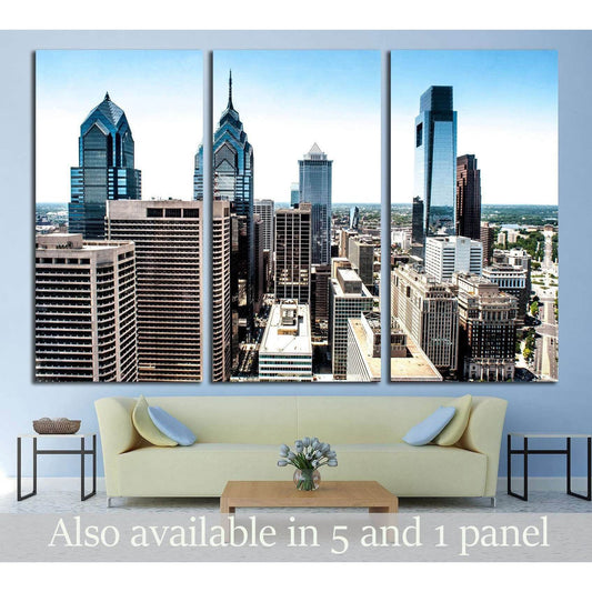Skyline view of Philadelphia, PA Aerial Photograph №2032 Ready to Hang Canvas Print - Zellart Canvas Prints ALL_Products, s-2032
