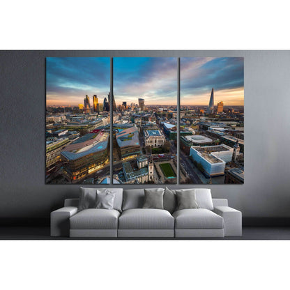 Skyline view of the famous financial bank district of London at magic hour №2998 Ready to Hang Canvas PrintCanvas art arrives ready to hang, with hanging accessories included and no additional framing required. Every canvas print is hand-crafted, made on-