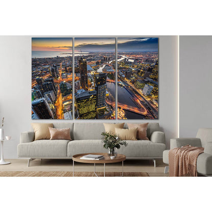 Skyscrapers Evening Melbourne Australia №SL346 Ready to Hang Canvas Print - Zellart Canvas Prints 0new, ALL_Products, Cityscapes & Skylines