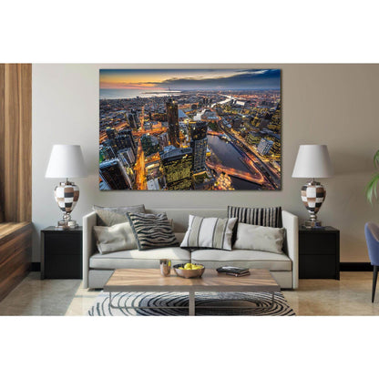 Skyscrapers Evening Melbourne Australia №SL346 Ready to Hang Canvas Print - Zellart Canvas Prints 0new, ALL_Products, Cityscapes & Skylines