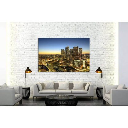 Skyscrapers in downtown Los Angeles California at sunset №2957 Ready to Hang Canvas Print - Zellart Canvas Prints ALL_Products, s-2957