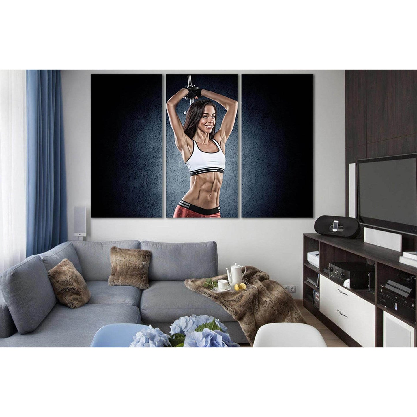Smiling Fitness Girl №SL904 Ready to Hang Canvas Print - Zellart Canvas Prints 0new, ALL_Products, Sports & Motivation