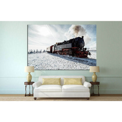 Snow and Locomotive №238 Ready to Hang Canvas Print - Zellart Canvas Prints ALL_Products, wd-238