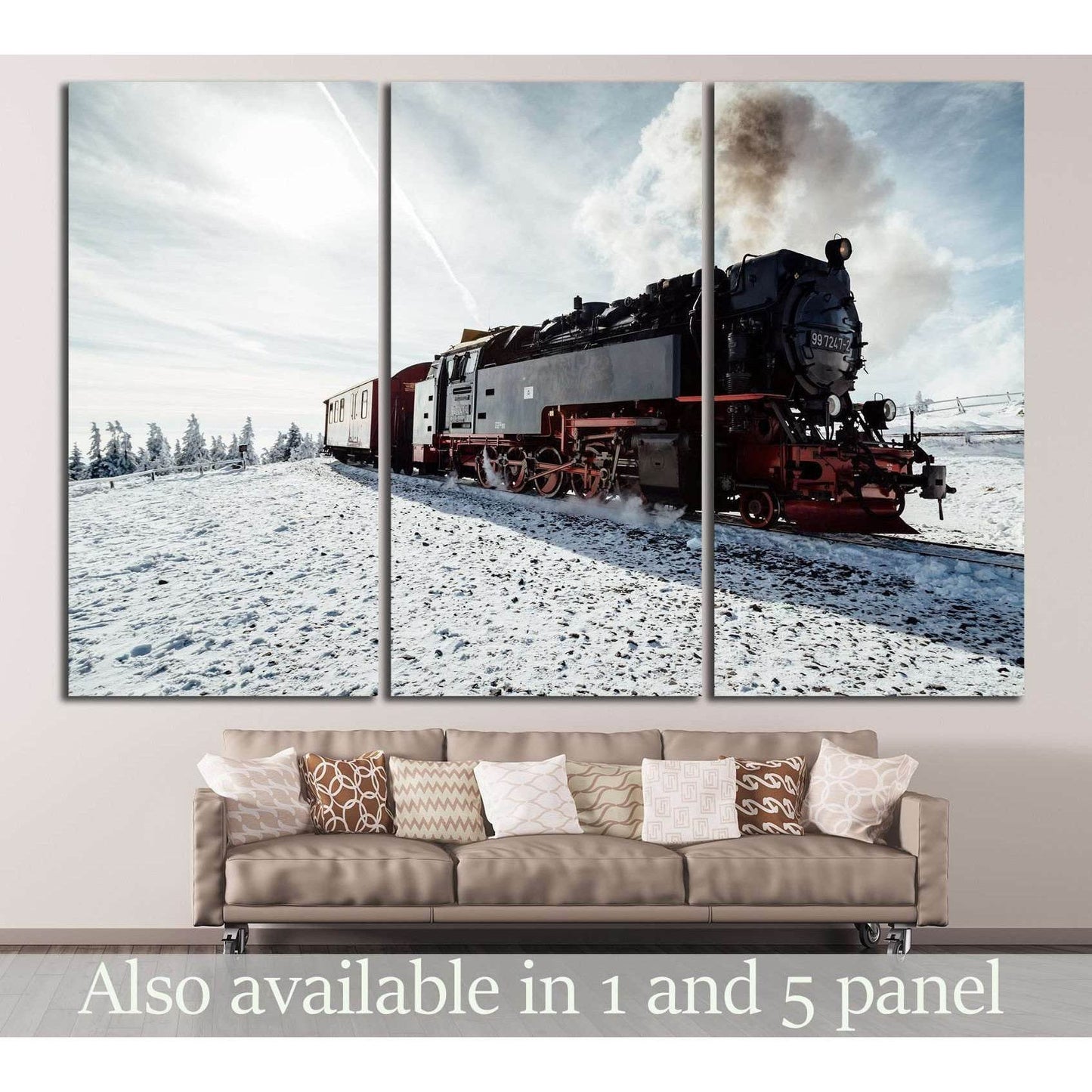 Snow and Locomotive №238 Ready to Hang Canvas Print - Zellart Canvas Prints ALL_Products, wd-238