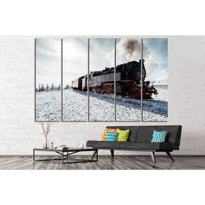 Snow and Locomotive №238 Ready to Hang Canvas Print - Zellart Canvas Prints ALL_Products, wd-238