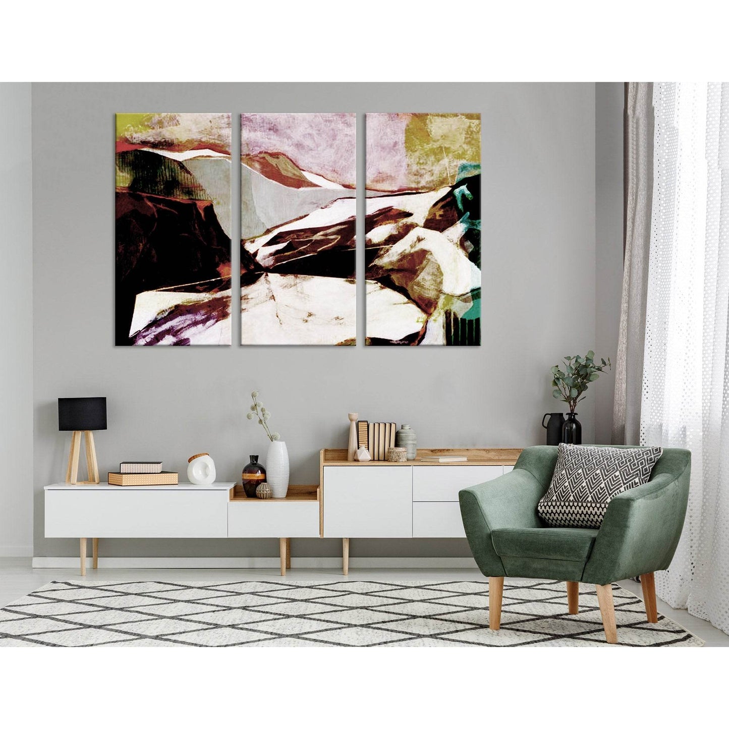Snow Mountain Peaks Abstract №04323 Ready to Hang Canvas Print - Zellart Canvas Prints ALL_Products