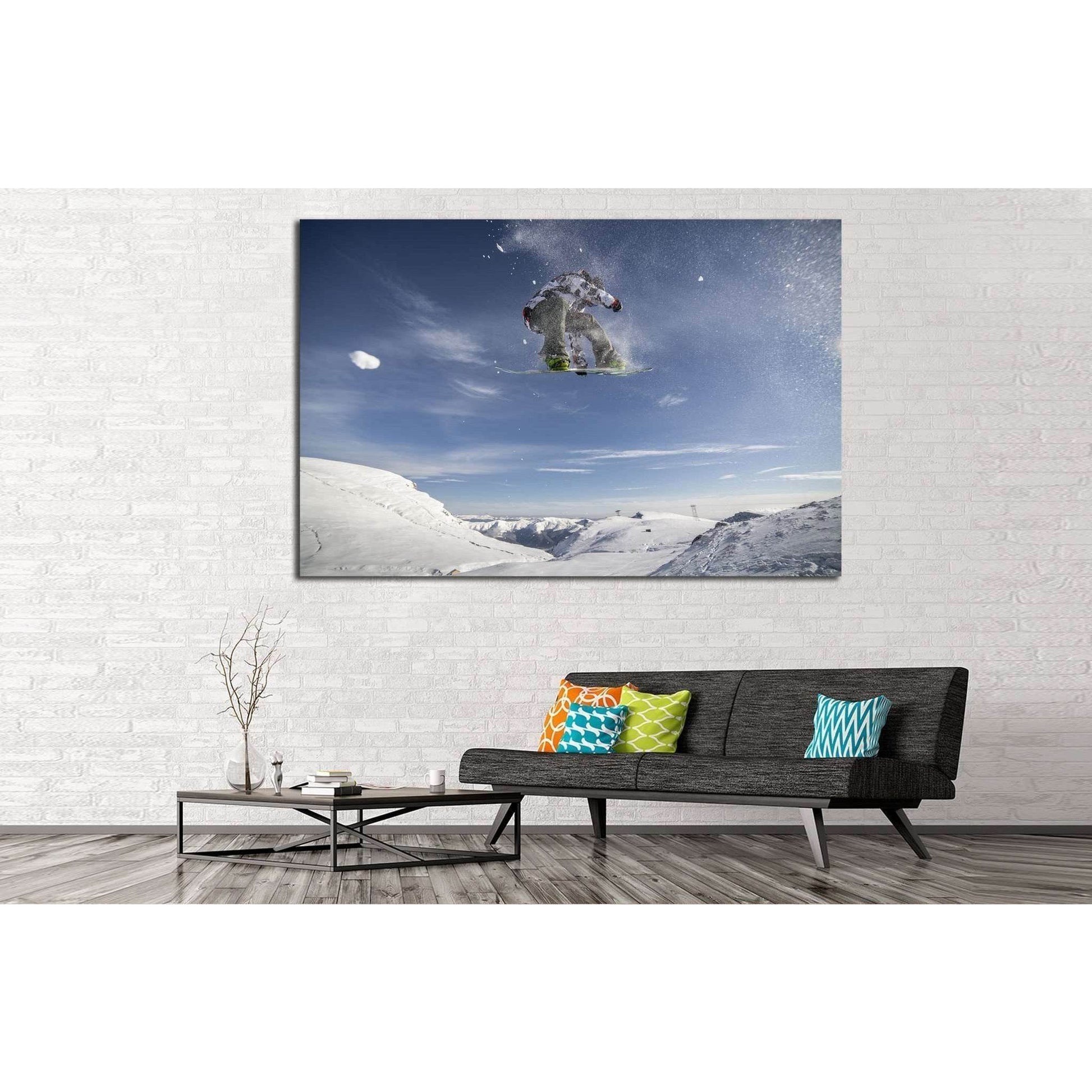 Snowboarder Fly №179 Ready to Hang Canvas PrintCanvas art arrives ready to hang, with hanging accessories included and no additional framing required. Every canvas print is hand-crafted, made on-demand at our workshop and expertly stretched around 100% No