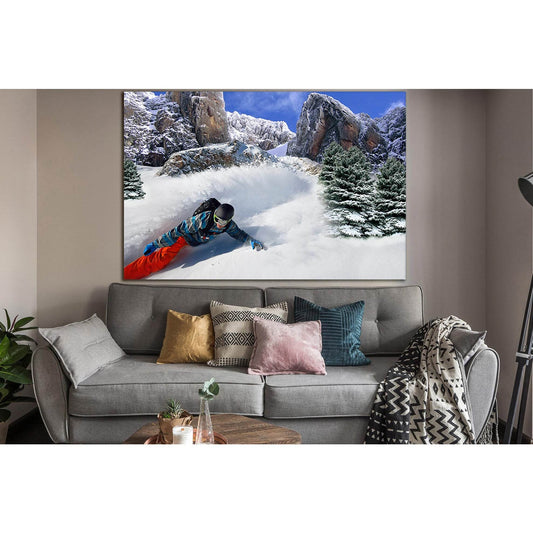 Snowboarder In Motion №SL942 Ready to Hang Canvas Print - Zellart Canvas Prints 0new, ALL_Products, Sports & Motivation