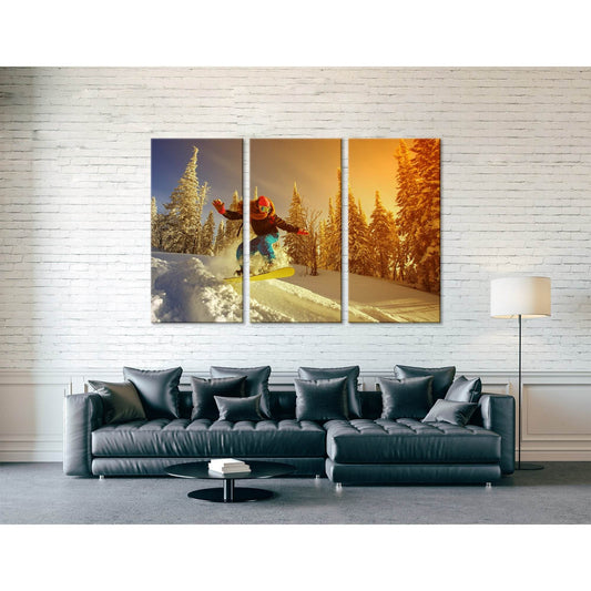 Snowboarder Jump №04451 Ready to Hang Canvas Print - Zellart Canvas Prints ALL_Products