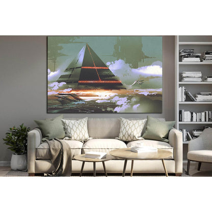 Soaring Black Pyramid №SL1256 Ready to Hang Canvas Print - Zellart Canvas Prints 0new, ALL_Products, Fantasy And Sci Fi Wall Art