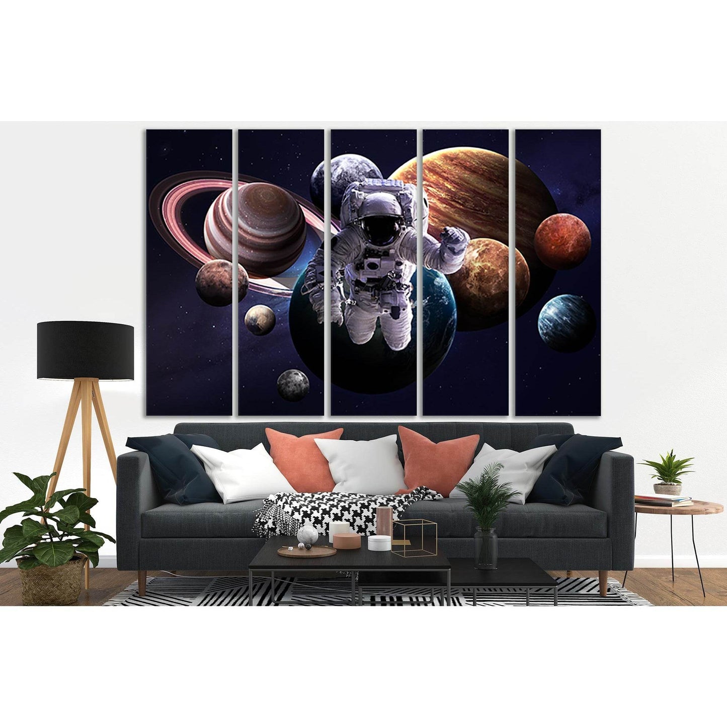 Solar System Planets And Astronaut №SL425 Ready to Hang Canvas Print - Zellart Canvas Prints 0new, ALL_Products, Astronomy & Space Canvas Wall Art