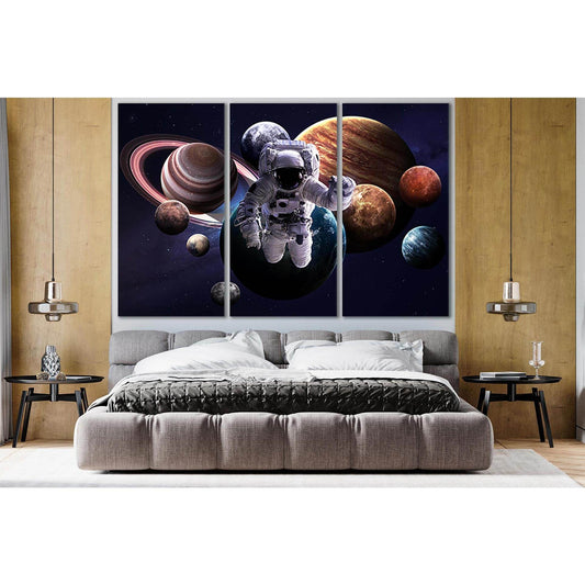 Solar System Planets And Astronaut №SL425 Ready to Hang Canvas Print - Zellart Canvas Prints 0new, ALL_Products, Astronomy & Space Canvas Wall Art