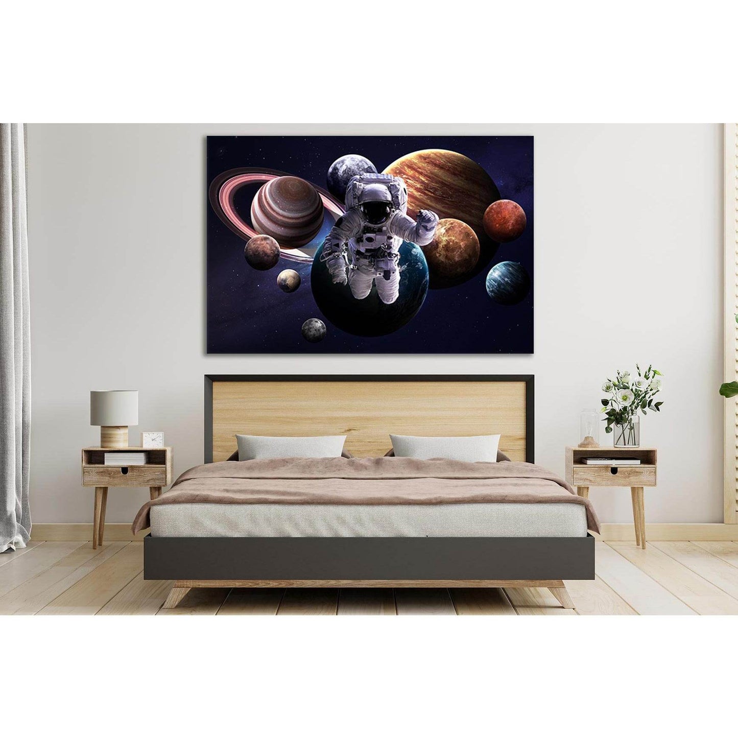 Solar System Planets And Astronaut №SL425 Ready to Hang Canvas Print - Zellart Canvas Prints 0new, ALL_Products, Astronomy & Space Canvas Wall Art