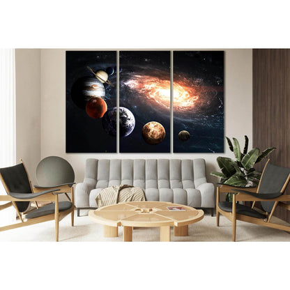 Solar System Planets And Milky Way №SL401 Ready to Hang Canvas Print - Zellart Canvas Prints 0new, ALL_Products, Astronomy & Space Canvas Wall Art