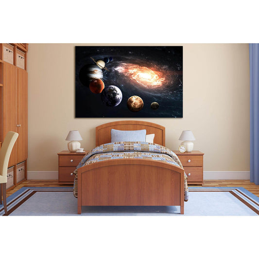Solar System Planets And Milky Way №SL401 Ready to Hang Canvas Print - Zellart Canvas Prints 0new, ALL_Products, Astronomy & Space Canvas Wall Art