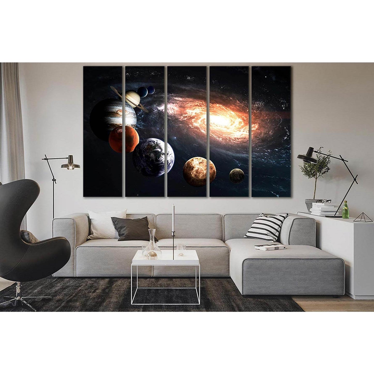 Solar System Planets And Milky Way №SL401 Ready to Hang Canvas Print - Zellart Canvas Prints 0new, ALL_Products, Astronomy & Space Canvas Wall Art