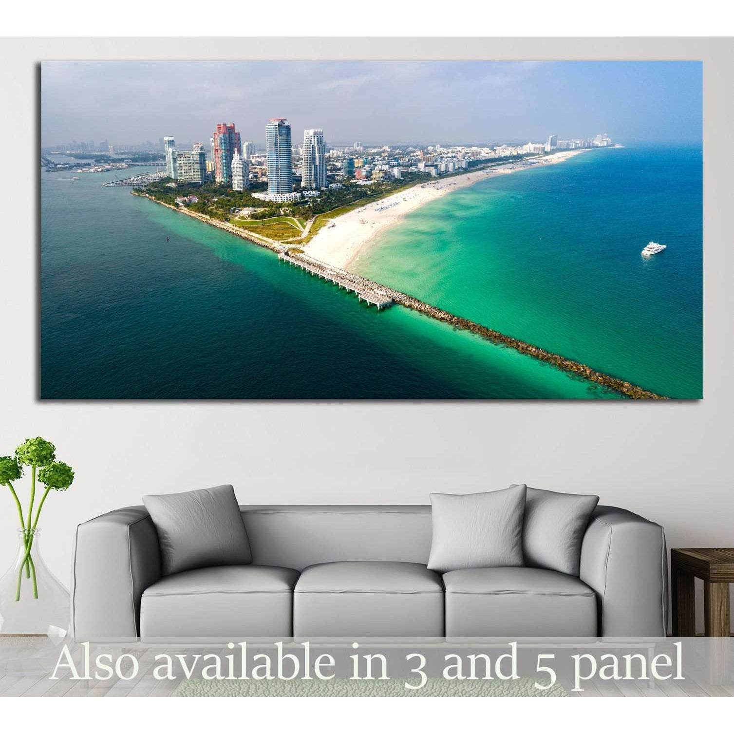 South Beach Aerial Panorama №1108 Ready to Hang Canvas PrintCanvas art arrives ready to hang, with hanging accessories included and no additional framing required. Every canvas print is hand-crafted, made on-demand at our workshop and expertly stretched a